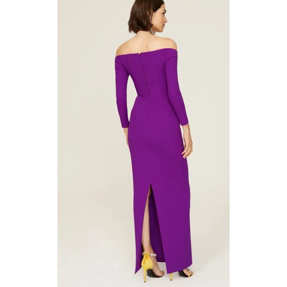 Solace London Purple Column Gown Size 2 Off Shoulder Slimming Formal Corset $575 - Picture 3 of 15
